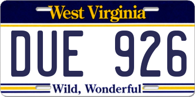WV license plate DUE926