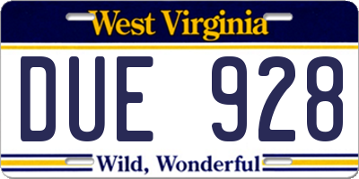 WV license plate DUE928