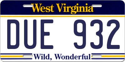 WV license plate DUE932