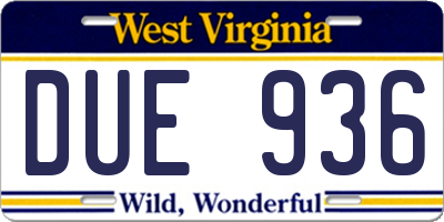 WV license plate DUE936