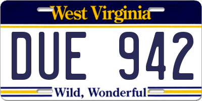WV license plate DUE942