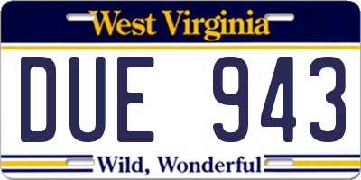 WV license plate DUE943