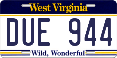 WV license plate DUE944