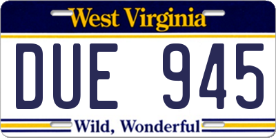 WV license plate DUE945