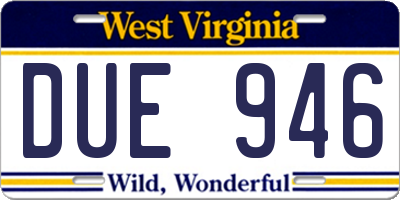 WV license plate DUE946