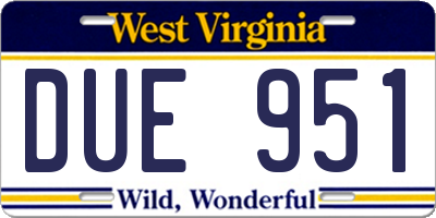 WV license plate DUE951