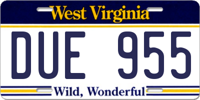WV license plate DUE955
