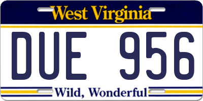 WV license plate DUE956