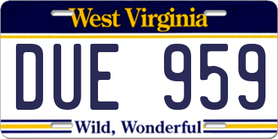 WV license plate DUE959