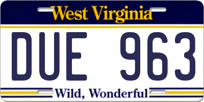 WV license plate DUE963