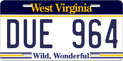 WV license plate DUE964
