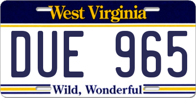 WV license plate DUE965