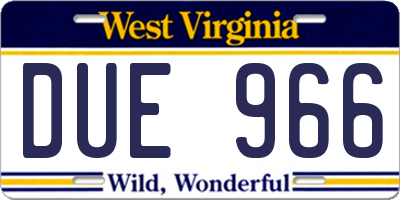 WV license plate DUE966