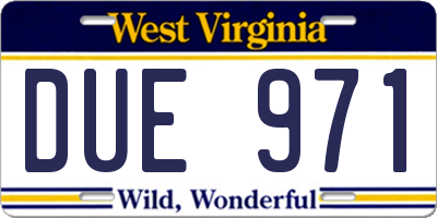 WV license plate DUE971