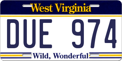 WV license plate DUE974