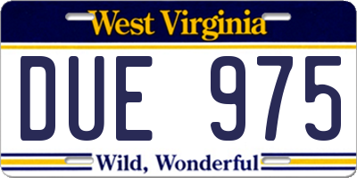 WV license plate DUE975