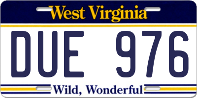 WV license plate DUE976