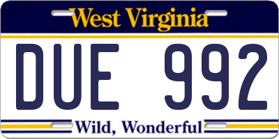 WV license plate DUE992