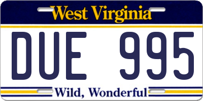 WV license plate DUE995