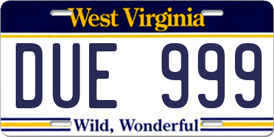 WV license plate DUE999