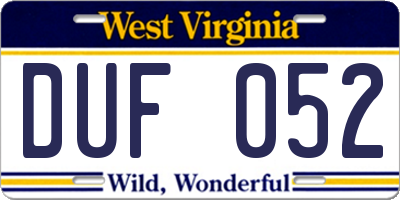 WV license plate DUF052