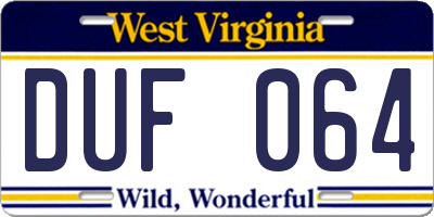 WV license plate DUF064