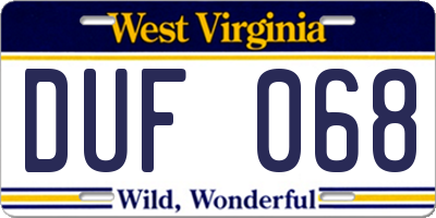 WV license plate DUF068