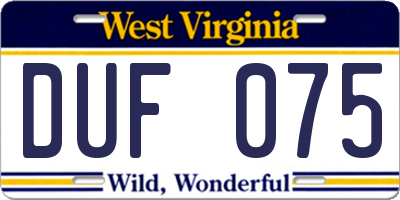WV license plate DUF075