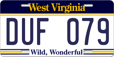 WV license plate DUF079