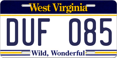 WV license plate DUF085