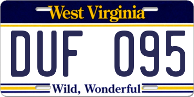 WV license plate DUF095