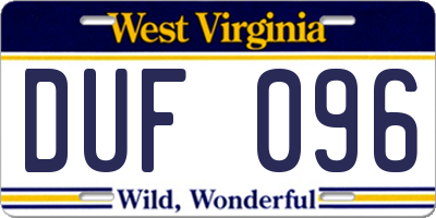 WV license plate DUF096