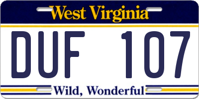 WV license plate DUF107