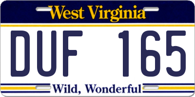 WV license plate DUF165
