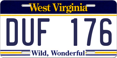 WV license plate DUF176