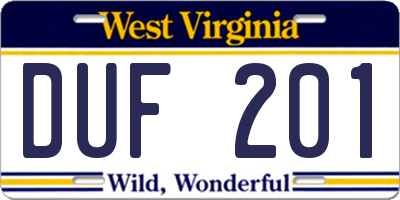WV license plate DUF201