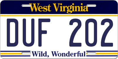 WV license plate DUF202