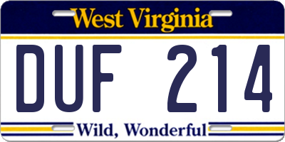 WV license plate DUF214