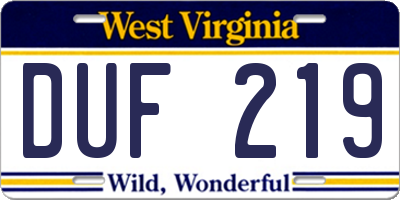 WV license plate DUF219