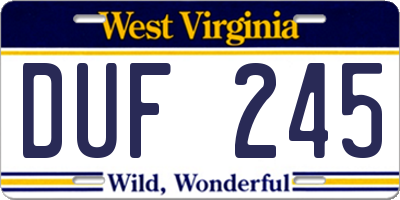 WV license plate DUF245