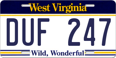 WV license plate DUF247