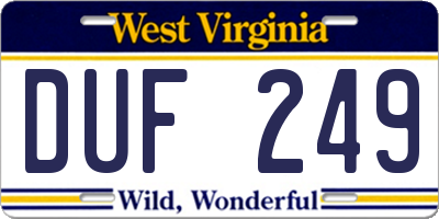 WV license plate DUF249