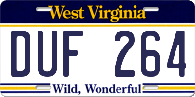 WV license plate DUF264