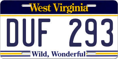 WV license plate DUF293