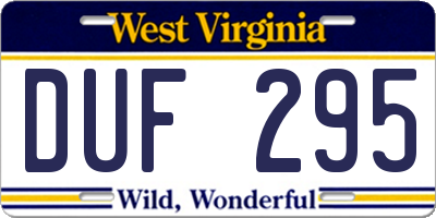 WV license plate DUF295