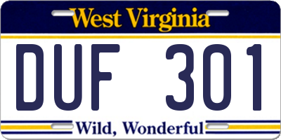 WV license plate DUF301