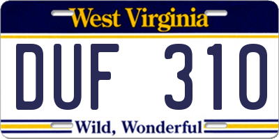 WV license plate DUF310