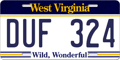 WV license plate DUF324