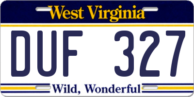 WV license plate DUF327