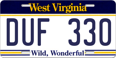WV license plate DUF330